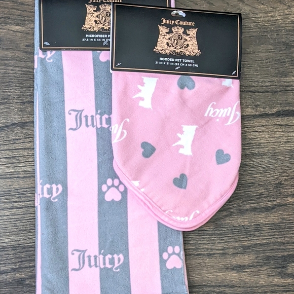 2pc Juicy Couture Pet Dog Hooded and Microfiber Towels